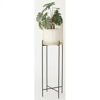 Vue pulse natural bamboo and metal planter stand 100cm