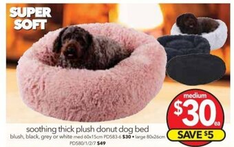 Cheap as Chips Soothing Thick Plush Donut Dog Bed Medium 60x15cm offer