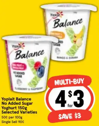 Ritchies Yoplait Balance No Added Sugar Yoghurt 150g offer