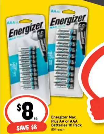 Ritchies Energizer Max plus AA or AAA Batteries10 pack offer
