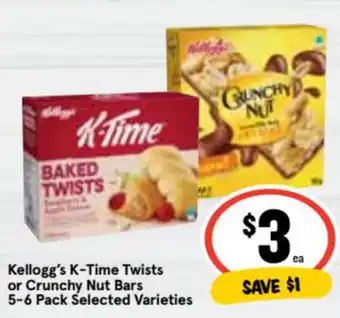 Kellogg's K-Time Twists or Crunchy Nuts Bars 5-6 Pack