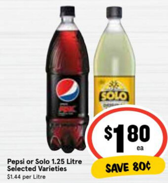 Ritchies Pepsi or Solo 1.25 Litre offer