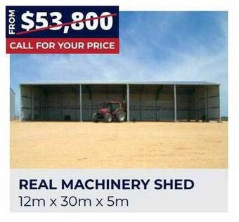 Wide Span Sheds Real machinery shed offer