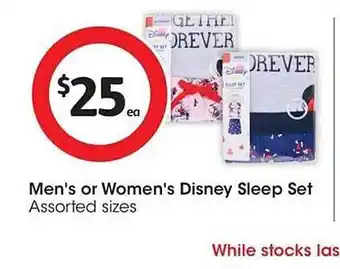 Coles Men's or women's disney sleep set offer
