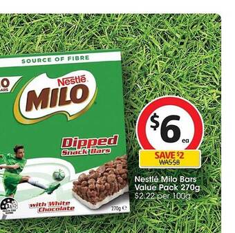 Coles Nestlé milo bars value pack 270g offer