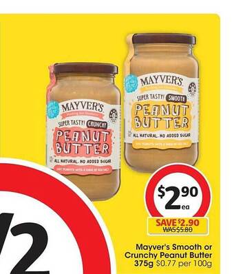 Coles Mayver's smooth or crunchy peanut butter offer