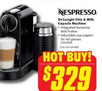 The Good Guys Nespresso de'longhi citiz & milk capsule machine offer