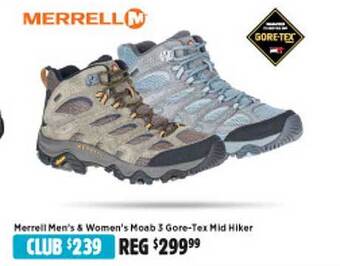 Anaconda Merrell men's & women's moab 3 gore-tex mid hiker offer