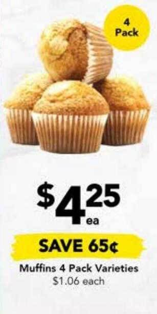 Drakes Muffins 4 pack varieties offer