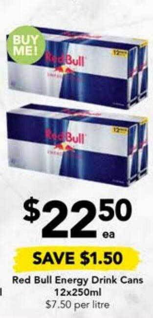 Drakes Red bull energy drink cans offer