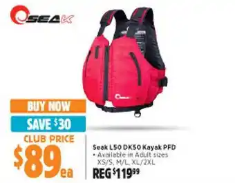 Anaconda Seak l50 dk 50 kayak pfd offer