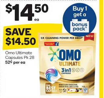 Woolworths Omo ultimate capsules pk 28 offer