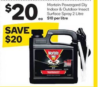Woolworths Mortein powergard diy indoor & outdoor insect surface spray 2 litre offer