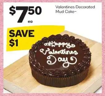 Woolworths Valentines decorated mud cake- offer