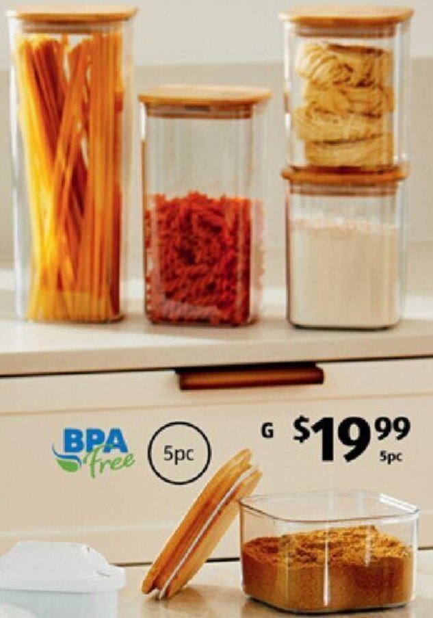 Storage Containers with Bamboo Lids 5pcs offer at ALDI