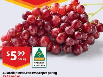 ALDI Australian Red Seedless Grapes per kg offer