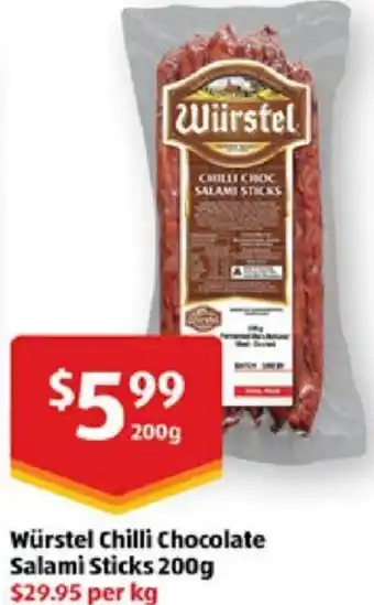 ALDI Würstel Chilli Chocolate Salami sticks 200g offer