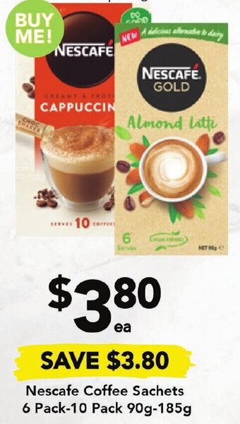Drakes Nescafe Coffee Sachets 6 Pack-10 Pack 90g-185g offer