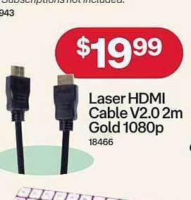Laser hdmi cable v2.0 2m gold 1080p