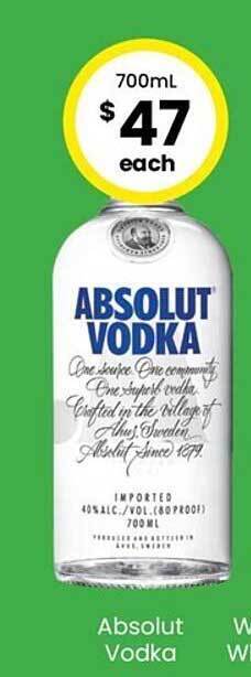 The Bottle O Absolut vodka offer