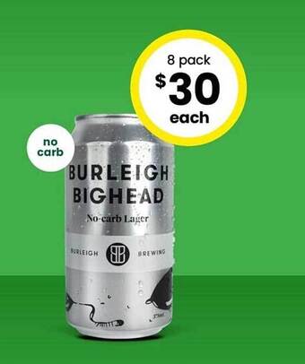The Bottle O Burleigh bighead no-carb lager offer