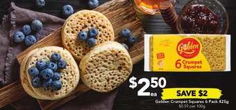 Drakes Golden Crumpet Squares 6 Pack 425g offer