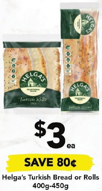 Drakes Helga's Turkish Bread or Rolls 400g- 450g offer