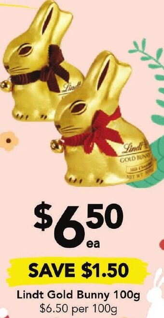 Drakes Lindt Gold Bunny 100g offer