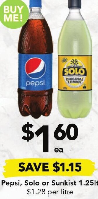 Drakes Pepsi, Solo or Sunkist 1.25lt offer