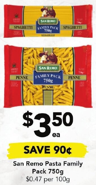 Drakes San Remo Pasta Family Pack 750g offer