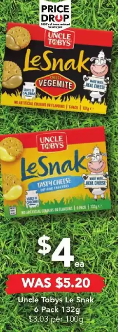 Drakes Uncle Tobys Le Snak 6 Pack 132g offer