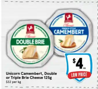 Ritchies Unicorn Camembert, Double or Triple Brie Cheese 125g offer