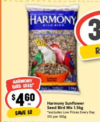 Harmony Sunflower Seed Bird Mix 1.5kg