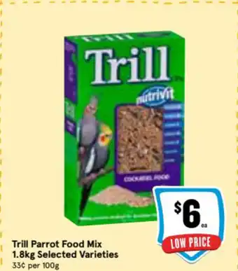 Ritchies Trill Parrot Food Mix 1.8kg Selected Varieties offer