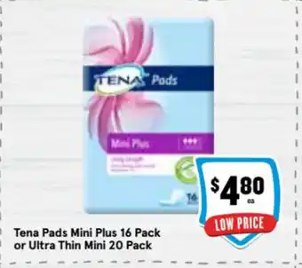 Ritchies Tena Pads Mini Plus 16 Pack or Ultra Thin Mini 20 Pack offer