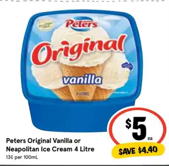 Ritchies Peters Original Vanilla or Neapolitan Ice Cream 4 Litre offer