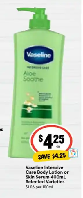 Ritchies Vaseline Intensive Care Body Lotion or Skin Serum 400mL Selected Varieties offer