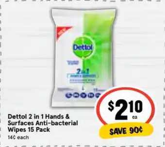 Ritchies Dettol 2 in 1 Hands & Surface Anti-Bacterial Wipes 15 Pack offer