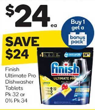 Woolworths Finish ultimate pro dishwasher tablets offer