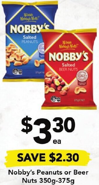 Drakes Nobby's Peanuts or Beer Nuts 350g-375g offer
