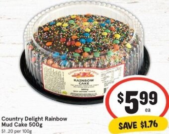 IGA Country Delight Rainbow Mud Cake 500g offer