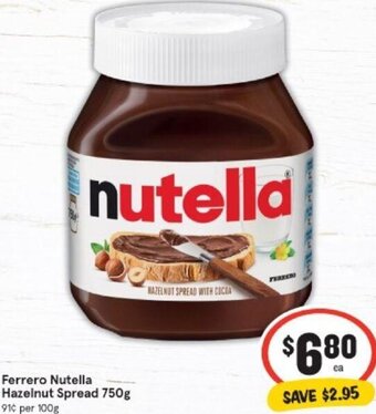 IGA Ferrero Nutella Hazelnut Spread 750g offer
