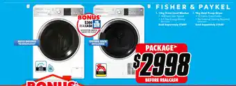 The Good Guys Fisher & Paykel - 11kg Front Load Washer + 9kg Heat Pump Dryer Package offer
