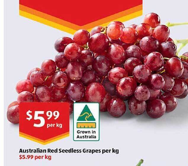Australian red seedless grapes offer at ALDI