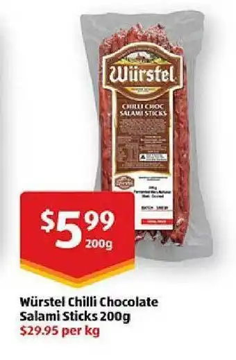 ALDI Würstel chilli chocolate salami sticks offer