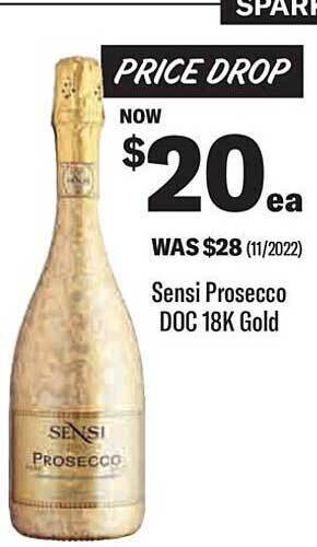 Liquorland Sensi prosecco doc 18k gold offer