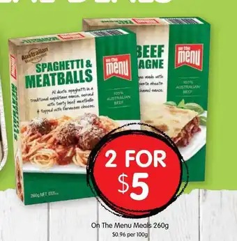 On the menu meals