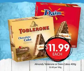 Almondy toblerone or daim cakes