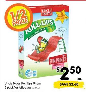 Spar Uncle tobys roll ups offer