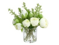 LivingStyles Stella Artificial Ranunculus Arrangement in Vase, 27cm, Cream Flower offer